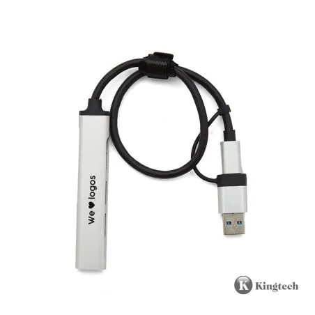 Adaptadores y Cargadores Personalizados | Hub USB-C Slim con logo | Regalos Corporativos Personalizados